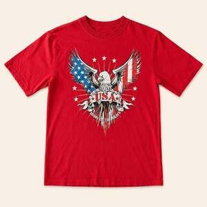 Y2K‎ Americana Eagle Graphic Tee Kids L/XL Red USA Shirt